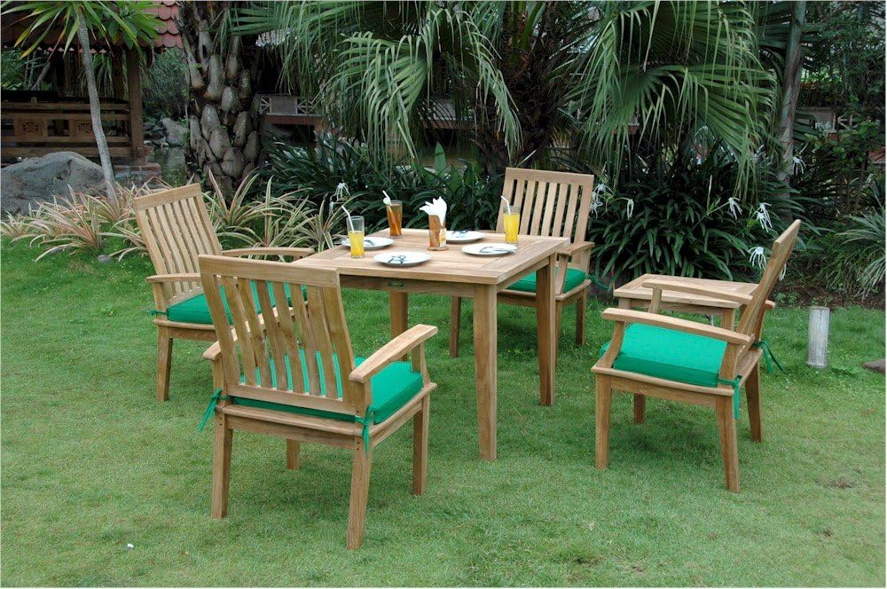 Amazon Com Anderson Teak 35 Square Table With Small Slats Brianna Dining Armchair Set Bravada Salsa Garden Outdoor