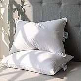 Alanzimo Goose Feathers Down Pillows Queen Size Set of 2, Hotel Collection Fluffy Bed Pillows for Sleeping, 100% Cotton Cover Soft Pillow 20x28 2 Pack