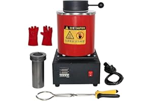 SHANGNIULU 3KG Gold Melting Furnace,1400W 2000F Digital Electric Melting Furnace with Graphite Crucible for Melt Scrap, Silver, Gold, Copper, Aluminum 110V Refining Casting Furnace