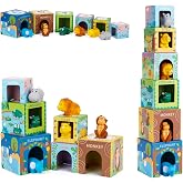 Sorting and Stacking Toys Blocks for Kids Gifts 1-3, Soft Safari Animal | Bath Toys Age 2-4, Numbers Nesting Stackable Toys for Girls 12-18 Months, Montessori Toys Gifts for 1 Year Old Boys