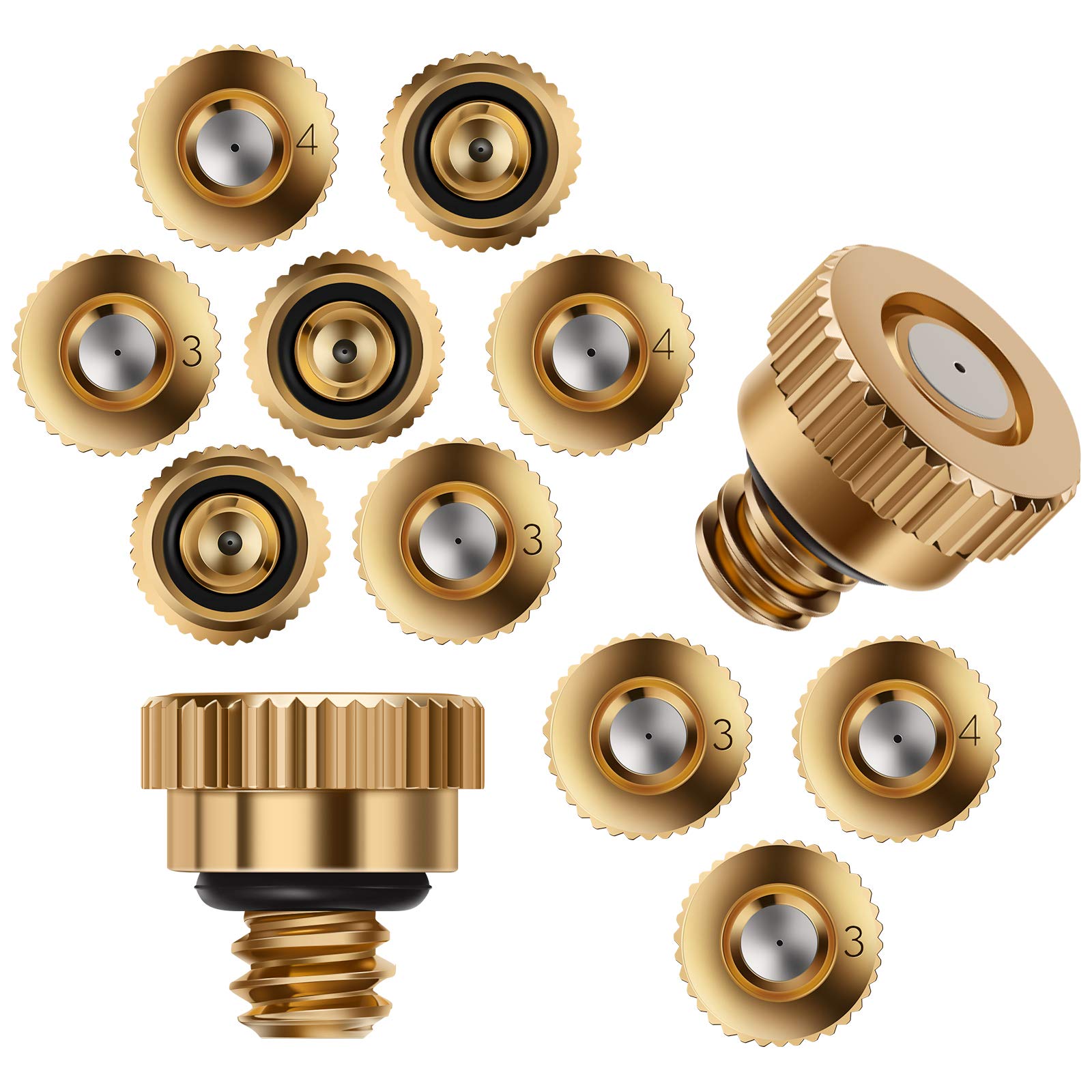 AIEX Brass Misting Nozzles, 30pcs Including 15pcs Orifice 0.016inch & 15pcs 0.012inch, UNC 10/24 for Landscaping, Greenhouse