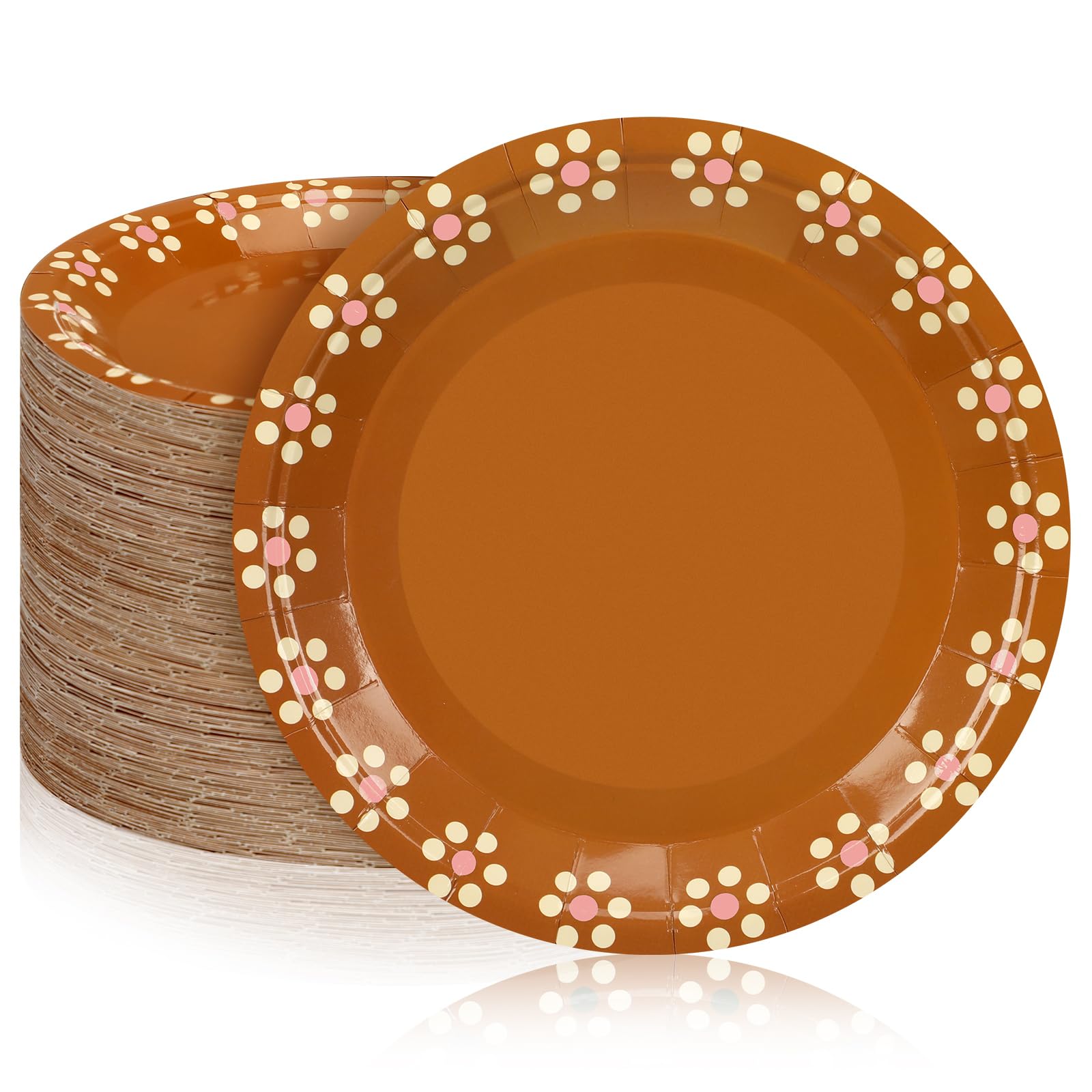 Photo 1 of (small cake slices)Yungyan 100 Pcs Pink Platos De Barro Mexicanos Paper Plates Cielito Lindo Party Decoration Barro Party Mexico Traditional Terracotta Flower Clay Pottery Dishes for Baby Shower Wedding Birthday (7'')