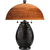 Quoizel Glenhaven 2-Light Teco Rossa Table Lamp with Art Nouveau Design, Bronze Patina Finish Desk Lamp, Sculpted Base Vintag