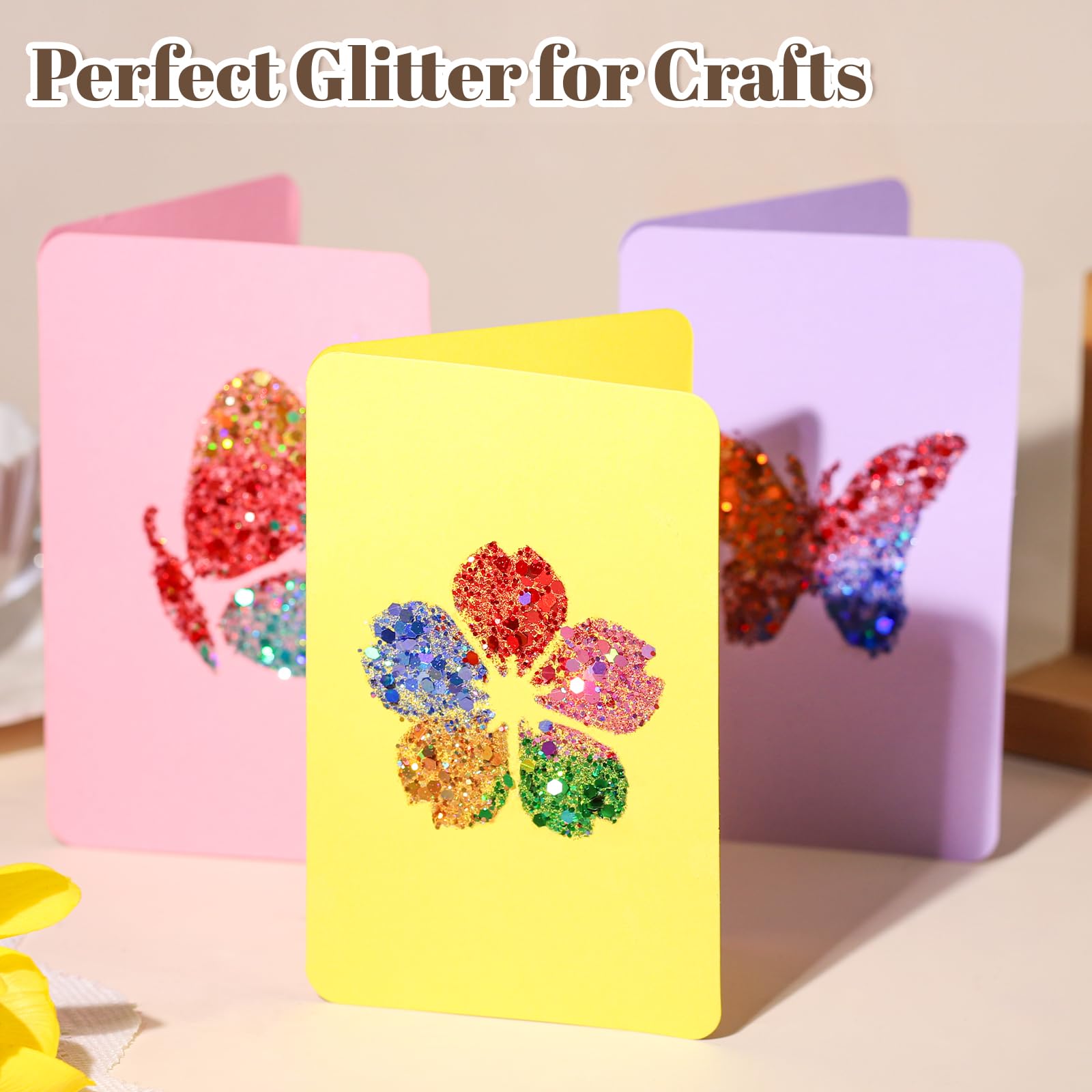 LEOBRO Chunky Glitter, 24 Colors Holographic Chunky Glitter for Crafts, Resin, Body Hair Face Nail Makeup, DIY Party Halloween Decorations