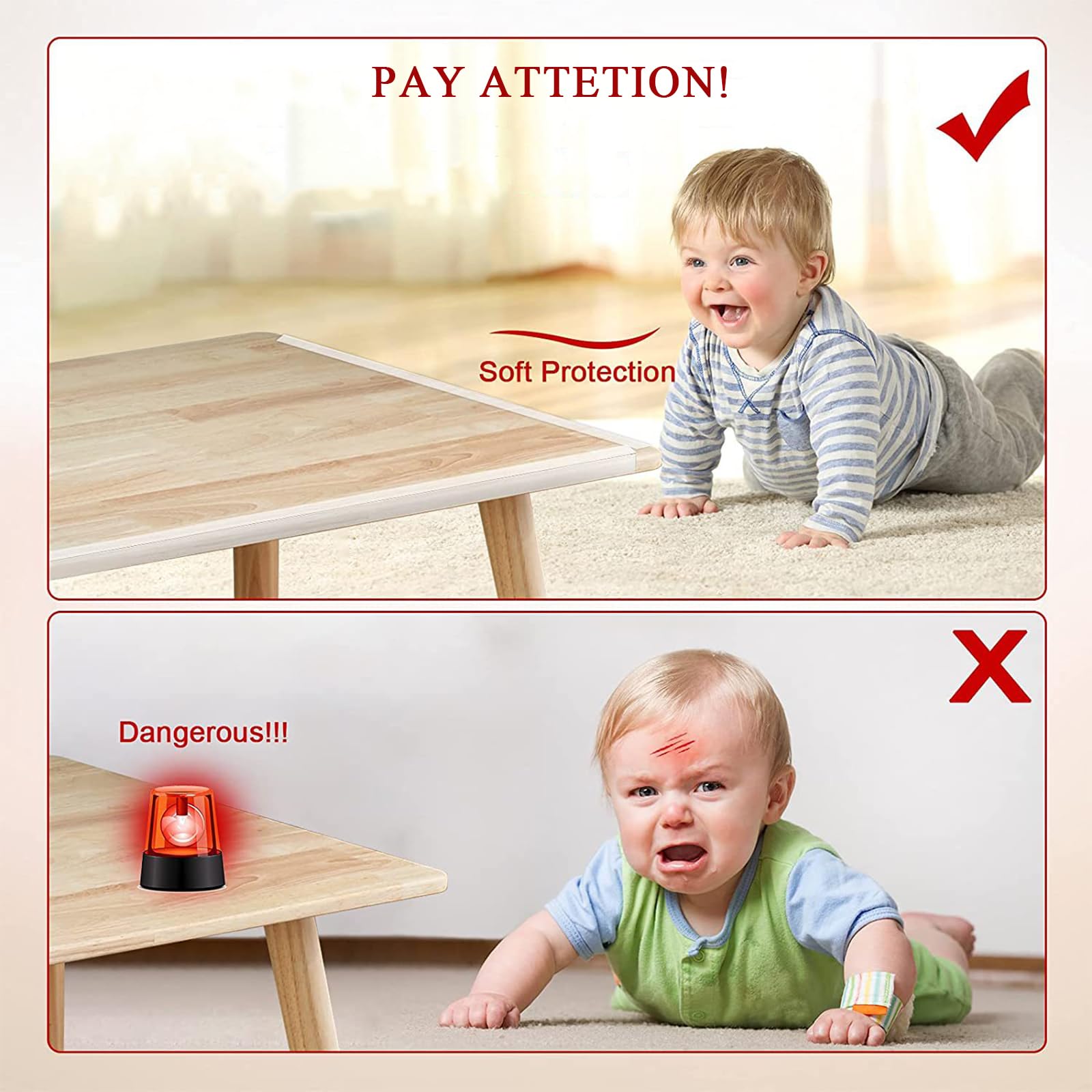 Fhlbestyu 19.69ft (6M) Corner Protector Baby with 4 Corners Soft, PVC Furniture Corner Guard and Edge Safety Bumpers Protectors with Upgraded Pre-Taped Strong Adhesive for Sharp Corners, Table