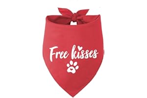 PICKUPIK Dog Valentines Day Bandana, Red Pet Scarf Triangle Bibs Kerchief