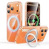 SMARTDEVIL for iPhone 17 Pro Max Case with Stand Clear,360° Magnetic,Hidden Bearing Design,MagSafe Compatible,Built-in Stand,SGS Military-Grade Protection,Air-Shock Cushioning Airbags,Fast Charging