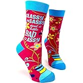 Fabdaz Classy Sassy and a Little Bad Assy Funny Novelty Crew Socks for Women