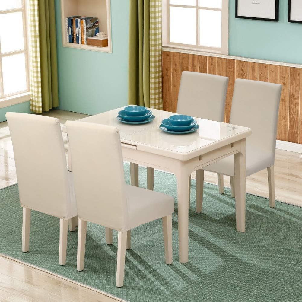 Fuloon 6 Pack Super Fit Stretch Removable Washable Short Dining Chair Protector Cover Seat Slipcover for Hotel,Dining Room,Ceremony,Banquet Wedding Party (Cream-Coloured): Kitchen & Dining