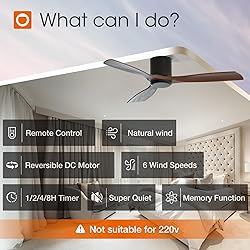 addlon 52 inch Ceiling Fans No Lights, Low Profile