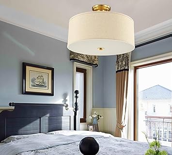 GFQ - Plafón moderno del lino del tejido, sombra del tambor cerca de la