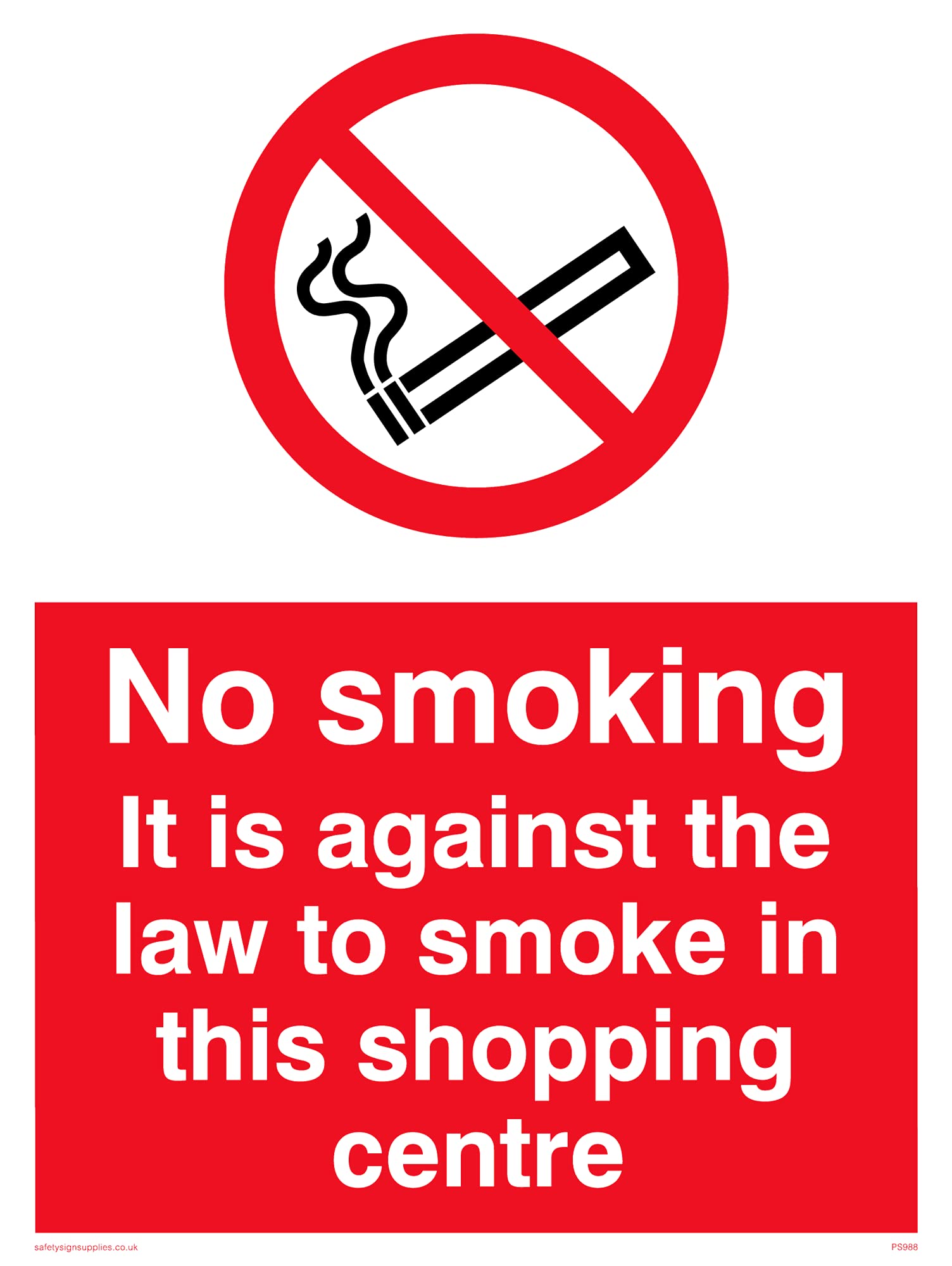 Pack of five - No Smoking In Shopping Centre Sign - 150x200mm - A5P