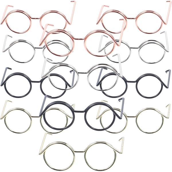 6 Pairs Doll Glasses – Mini Metal Frame Eyewear For Dolls, Pets, Cosplay & Craft Accessories - View #2