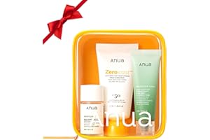 Anua Sun-Ready Travel Kit, Zero-Cast Sunscreen & Cleansing oil & Face Wash. Korean Sunscreen with Mini Size Double Cleansing routine ,Korean Skincare Set