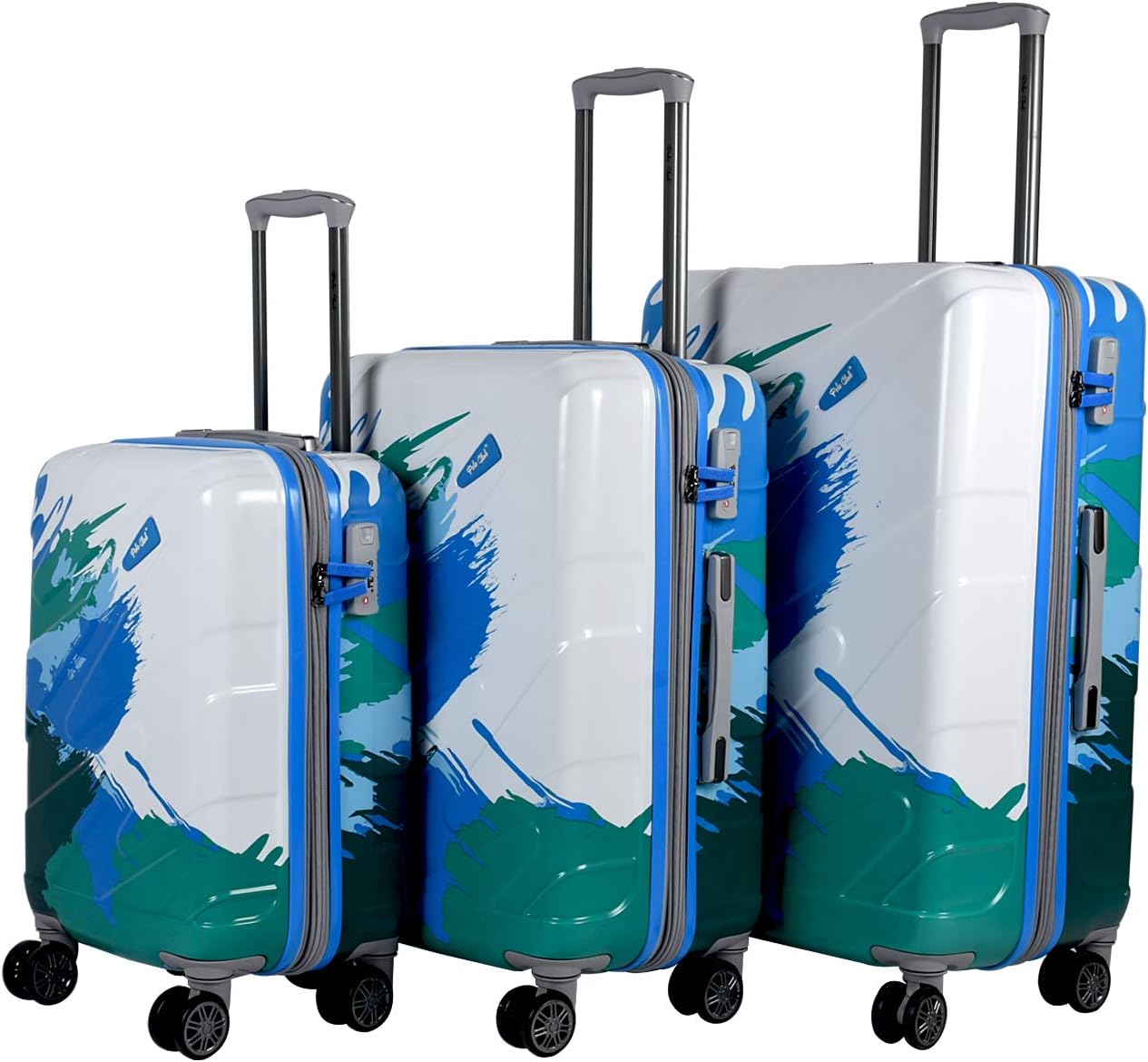 SKYTRACK 3 Piece Trolley Bag Set of Suitcases (Small + Medium + Large) (Blue)