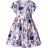 VASCHY Girls Dress, Soft Twirly Stretchy Casual Ruffle Daily Dress for Toddler/Little/Big Kid Girls Clothing 2-10T Clothes