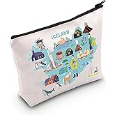 MEIKIUP Iceland Travel Cosmetic Bag - Map Iceland Bag with Zipper Pouch