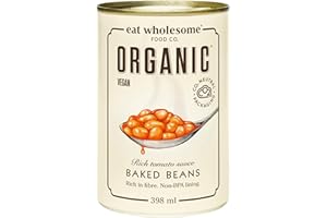 Eat Wholesome Organic Baked Beans, 398ml - In Rich Tomato Sauce, Low Fat, Source of Protein and Fibre, Vegan, Non-BPA Lining,