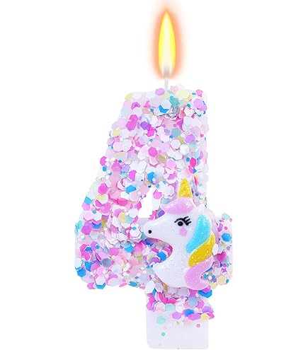Unicorn Number 4 Birthday Candle - Pink Magical Cake Topper For Girls Parties