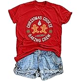 Christmas Shirts Women The Cookie Crew Christmas T-Shirt Cute Xmas Tree Tee Gingerbread Baking Tops