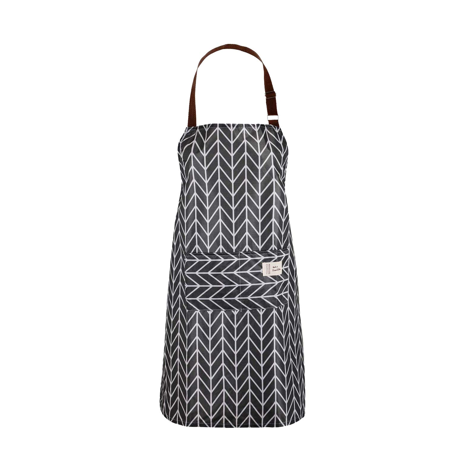 PVC Apron Kitchen Apron Vinyl Cooking with Pockets Wipe Clean Chef Wipeable Plastic Oil Cloth Grey Pinafore for Women Men Adult Lady Dishwashing