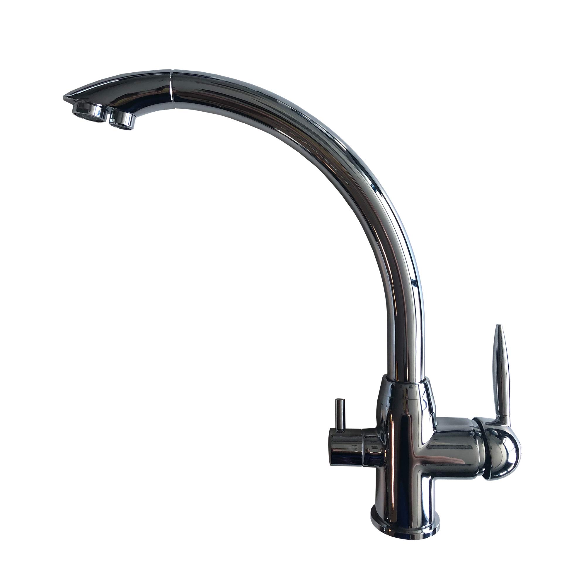 3-Way Faucet for Reverse Osmosis Equipment. Neptune Model. Made of Stainless Steel. 1 Tap for hot and Cold Water and Another Way for Osmosis Water. Bbagua.