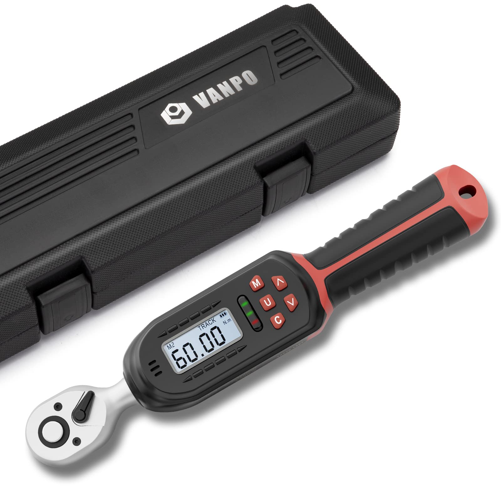 VANPO Digital Torque Wrench 3/8 Inch Bicycle & Motorcycle, ± 2% Error Accuracy, 3-60 Nm Torque Wrench Small with Preset Memory Buzzer and LED Display