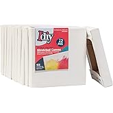 iDIY Stretched Canvas Board 4 x 4 (Set of 12) 5/8" - Classic White Blank, Pre Primed for Oils or Acrylics, 100% Cotton, Acid Free - Professional Grade for Painting or Art Project, Craft, Mixed Media