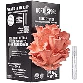 North Spore Pink Oyster Mushroom Growing Kit, Organic, Spray &amp; Grow, 4 lbs | Spray &amp; Grow countertop kit, harvest fresh mushrooms in 7 days, USDA Certified Organic, beginner-friendly, made in Maine