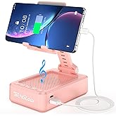 TechGlow Gifts for Men Women Foldable Cellphone Stand with Charging Function Birthday Gift Idea for Mom Dad Cool Gadget Tech Gifts-Pink
