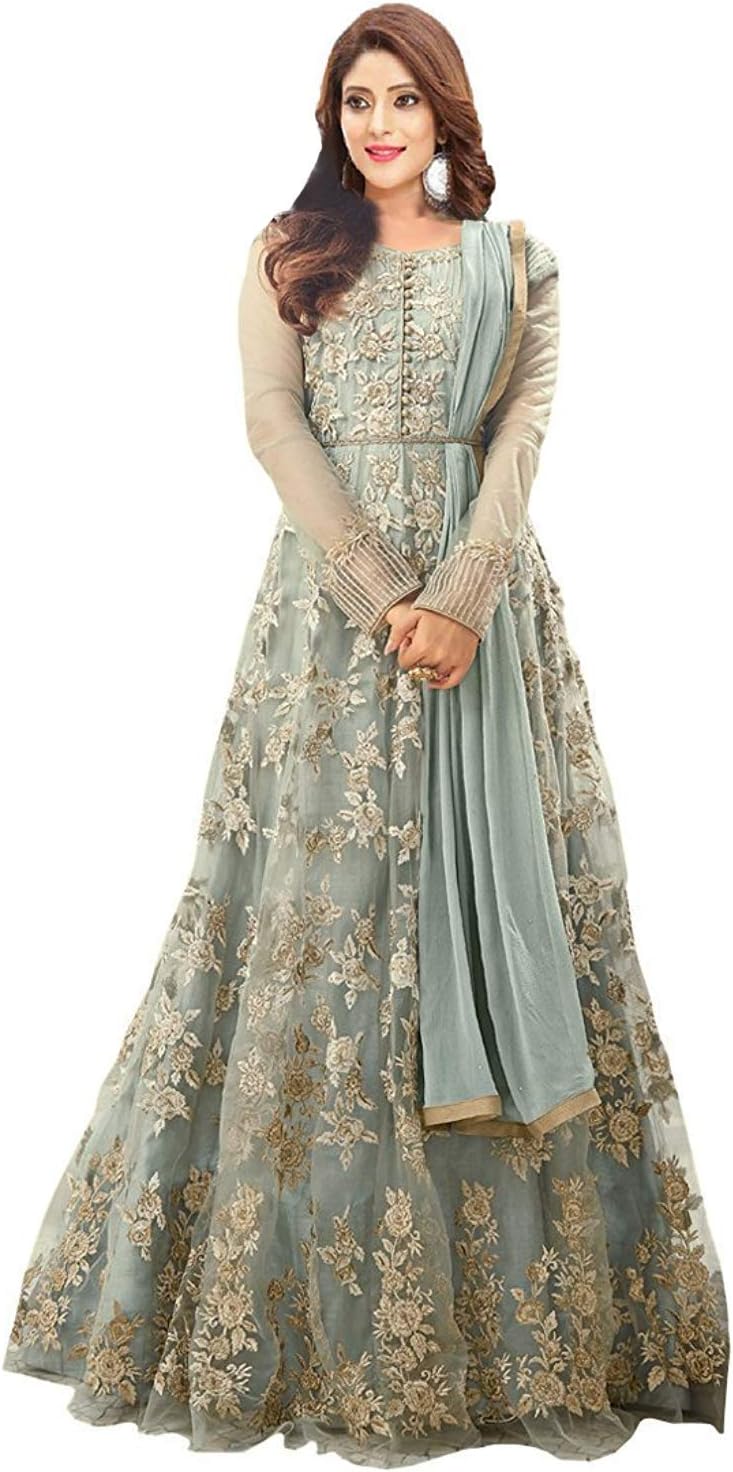 mashur fab Women's Net Gown (Grey, Free Size)