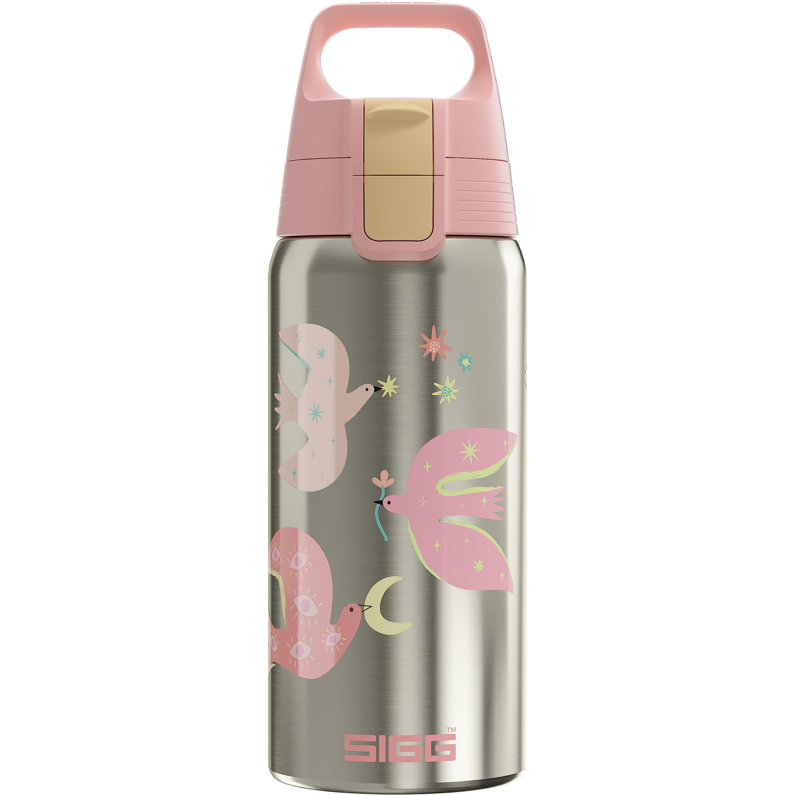 Photo 1 of SIGG - Insulated Kids Water Bottle - Shield One Therm Fly Away - Suitable For Carbonated Beverages - Leakproof - Dishwasher Safe - BPA Free - 90% Recycled Stainless Steel - Brushed - Birds - 17Oz