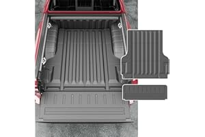 powoq Truck Mat Compatible with 2022-2024 2025 2026 Nissan Frontier Truck Bed Mat Tailgate Liner Replacement for 2022-2026 Nissan Frontier Accessories(5FT Bed Mat+Stripe Style Tailgate Mat)
