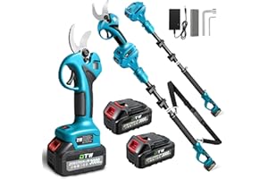 FAILENFEIVP Electric Pruning Shears with Pole 1.4-2.0 Cutting Diameter & 2-IN-1 Electric Pole Pruner,2PCS 3.0Ah Batteries,Brushiless Motor,4 Modes Adjustable Branches Cutter for Flower, Tree Trimming (Blue)
