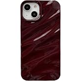 Caseative for iPhone 13 Case, Wine Red | Water Ripple Pattern Curly Wave Shape Soft