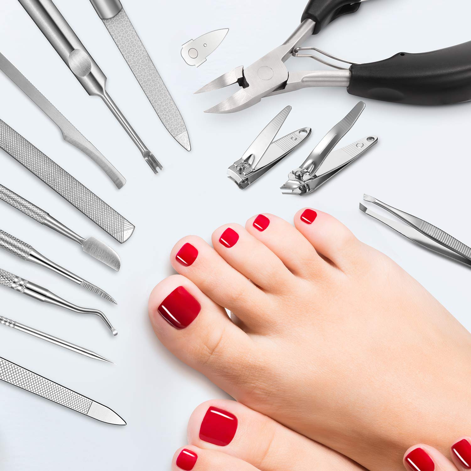 15 Pieces Ingrown Toenail Tools Stainless Steel Foot Nail Tools, Include Toenail File and Lifter, Nail Clipper, Cuticle Cutters, Cuticle Pusher and Manicure Pedicure Tools for Ingrown and Thick Nail: Beauty