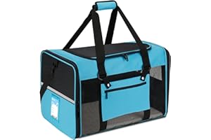 Pnimaund Large Pet Carrier, Soft Dog Carrier with Upgrade Lockable Zippers, Cat Carriers for Large Cats 20 Lbs, Pet Carrier for 2 Cats and Small Dogs Under 20Lbs, Blue
