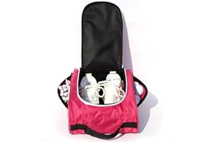 XIANFENGNIAO Golf Shoe Bag for Women，Zippered Golf Shoe Carrier Bag with Ventilation and 3 External Pockets for Golf Balls, Golf Glove, Tees and Other Golf Accessories(Red)