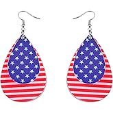 American Flag Earrings for Women 4th of July Patriotic Earrings Cute Teardrop Faux Dangle Earrings