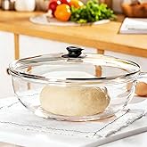 Bairuiin 6QT Large Glass Mixing Bowl With Lid Extra Large Clear Glass SaladCooking Bowl for Bread Making Food Prep Baking & Storage Multi-Use Set Sourdough Salad