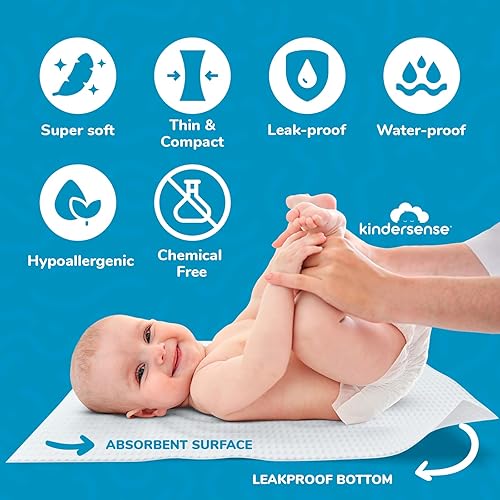 KinderSense® Disposable Changing Pads for Baby Diaper (100 Sheets - Main Image