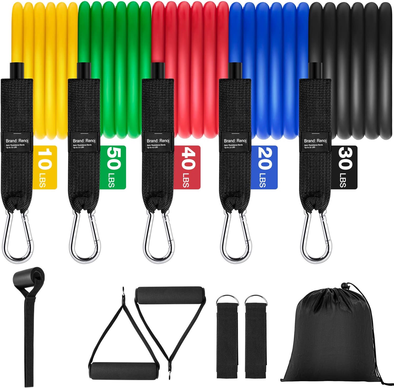 Renoj Resistances Bands, Exercise Bands Set for Exercise Band [11 Pack] (150LBS) : Sports & Outdoors
