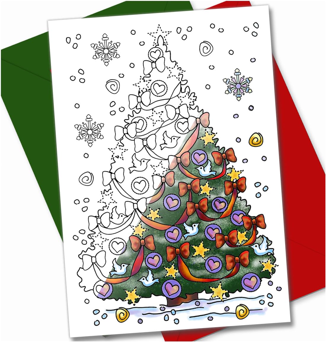 Art Eclect Christmas Colouring Cards for Adults, 10 Different Designs with Envelopes Included (Christmas 2018B)