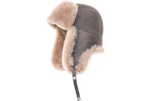 MUMCU'S LEATHER - LEATHER WANTS TO BE MUMCU'S Ushanka Aviator Trapper Leather Hat Men Women, Sheepskin Fur Russian Soviet Earflaps Hat, Warm Outdoor Winter Hat 2024