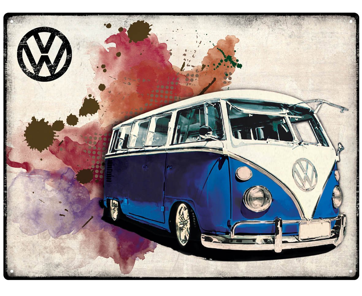 original VW Samba Bus Bulli CAMPER GRUNGE DARK BLUE diseño de ...