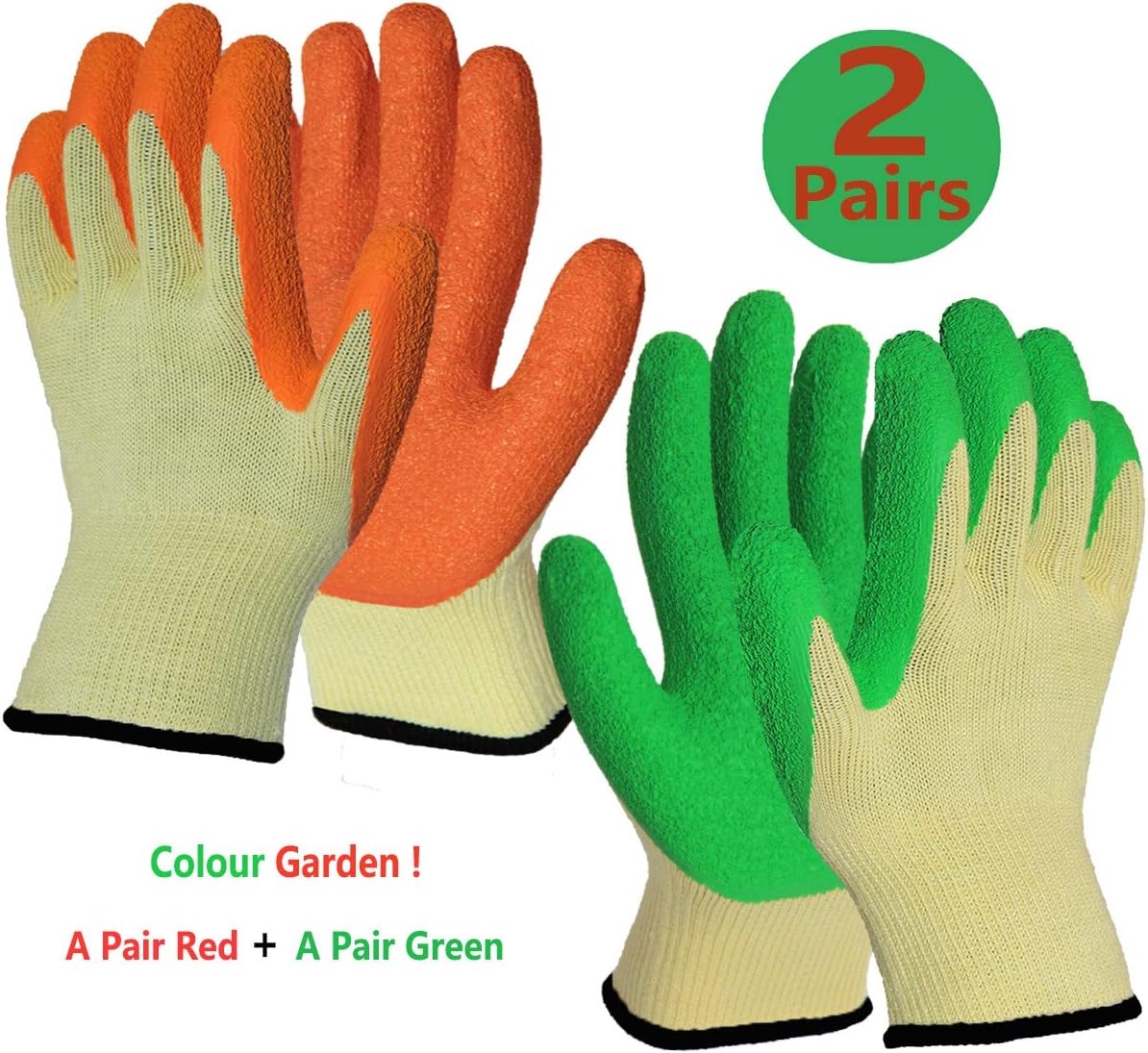 2 Pairs Superior Grip Garden Work Gloves for Women and Men, Comfortable Durable for Gardening Construction Restoration Multi-Purpose: Clothing