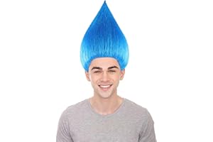 BC GOODS BY Unisex Teens Troll Wigs Collections | Synthetic Fiber Costume Wig for Men and Women | Capless Cap Halloween Colorful 80s Wigs | Trolls TV Movie Cosplay Costume Accessories - Blue
