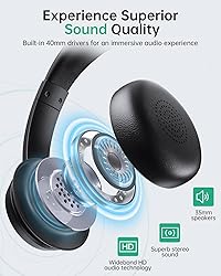 Wireless Headset with Mic for Work with AI Noise