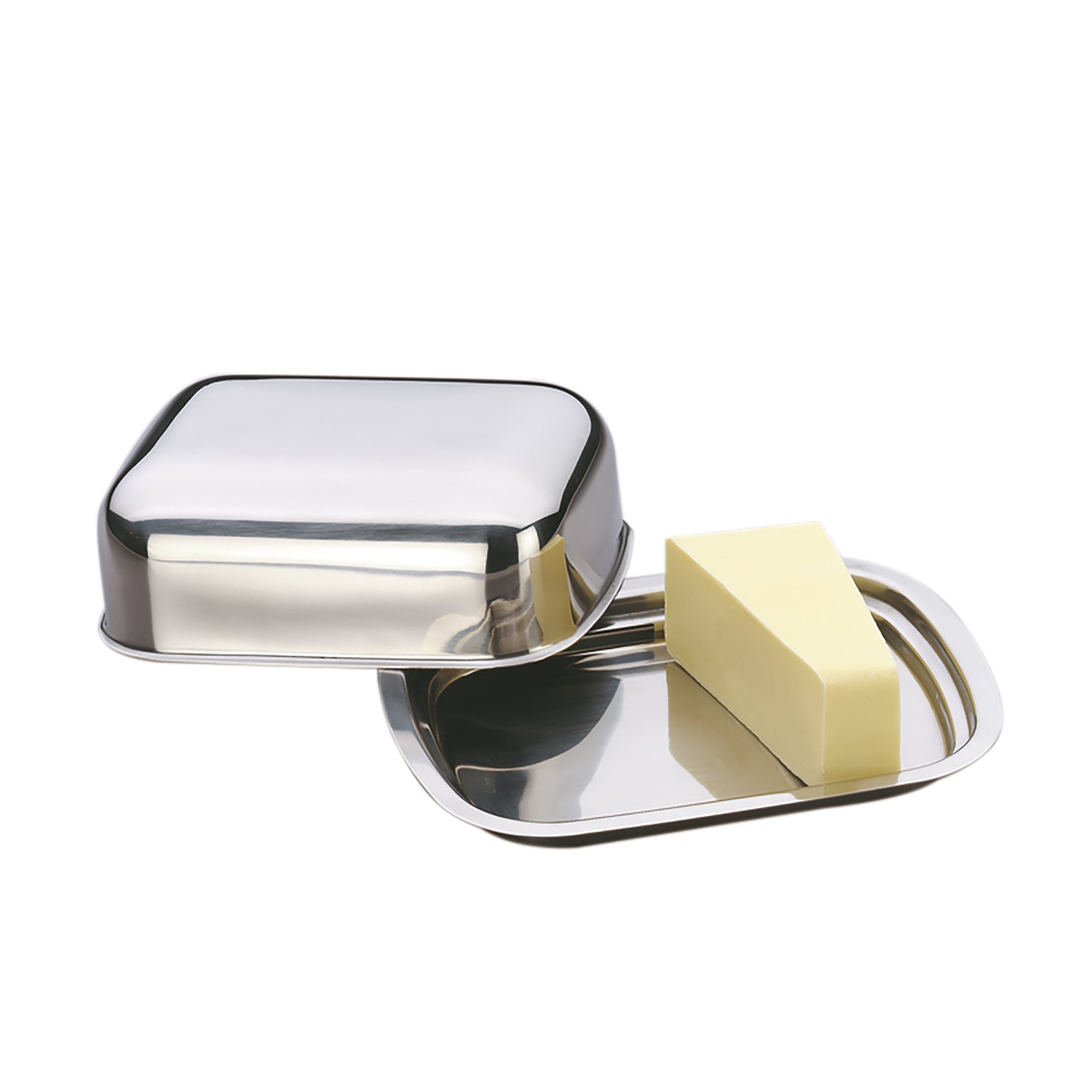 Kela "Vision Butter Dish, Stainless Steel, Silver, 15.5 x 11 x 5 cm