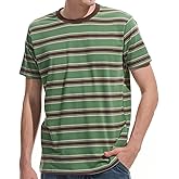 VEIISAR Men's Crewneck Striped T-Shirt Soft Elastic Cotton Tees